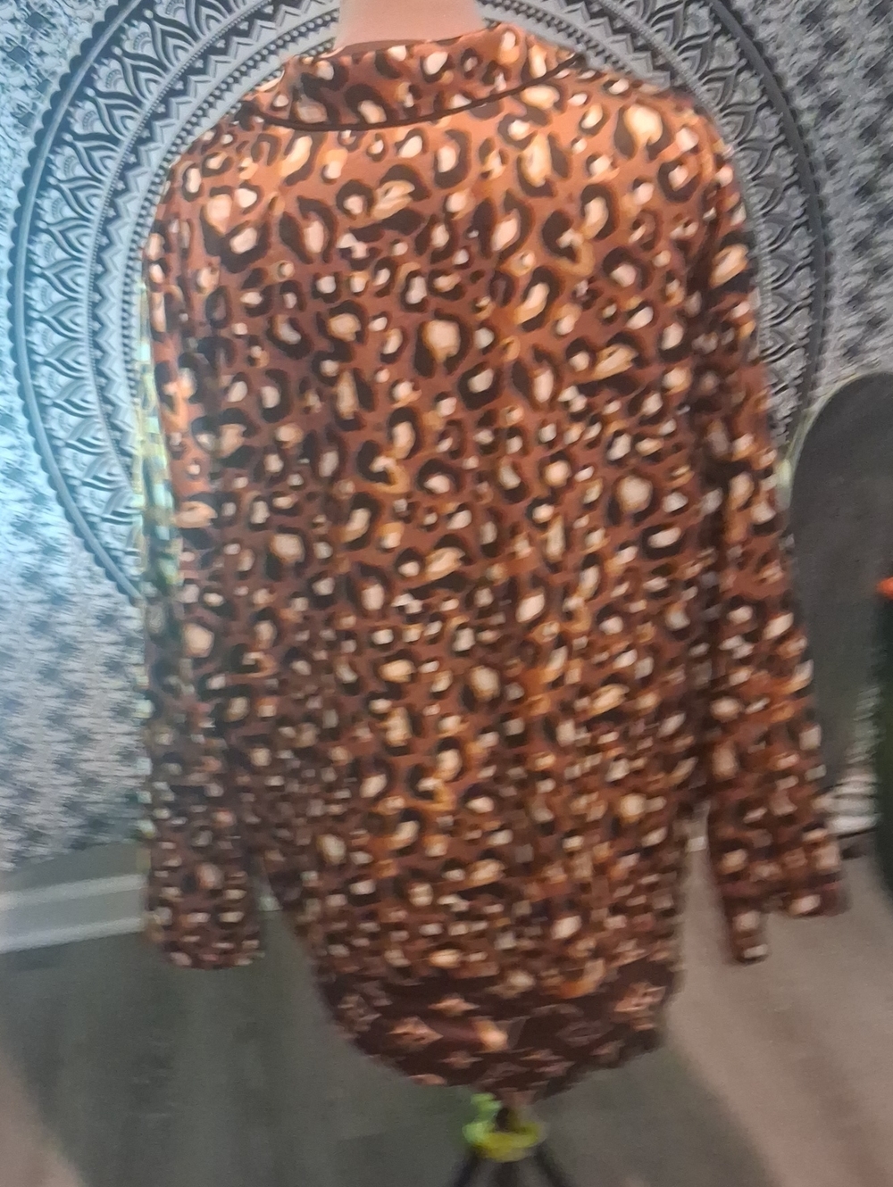 Express x Ladygang Leopard Print Pajama Style Button Down Blouse x Leopard Print - Picture 5 of 5